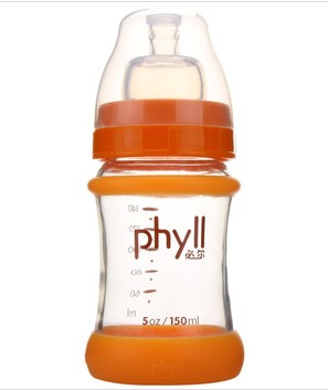 phyll必爾 玻璃奶瓶1階段（綠/橙）150ml