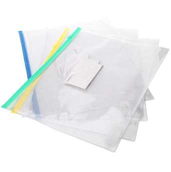 三木（SUNWOOD)A4.PVC拉鏈袋--F56（單個裝）-藍/綠/紅/黃/白（拉鏈色）