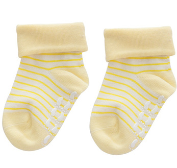 盛哲卡 條紋防滑寶寶襪W1196 黃 0-2歲（5雙裝）