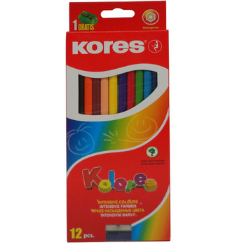 高樂士（Kores） 100112 盒裝12色六角形彩色鉛筆，3mm,附卷筆刀
