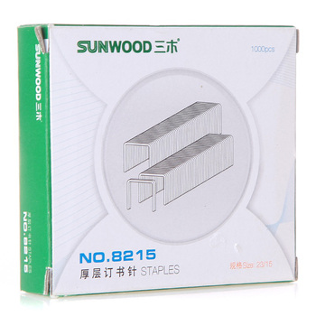 三木（SUNWOOD)23/15厚層訂書針-裝訂能力：120張紙（70g）--8215（1000枚/盒）